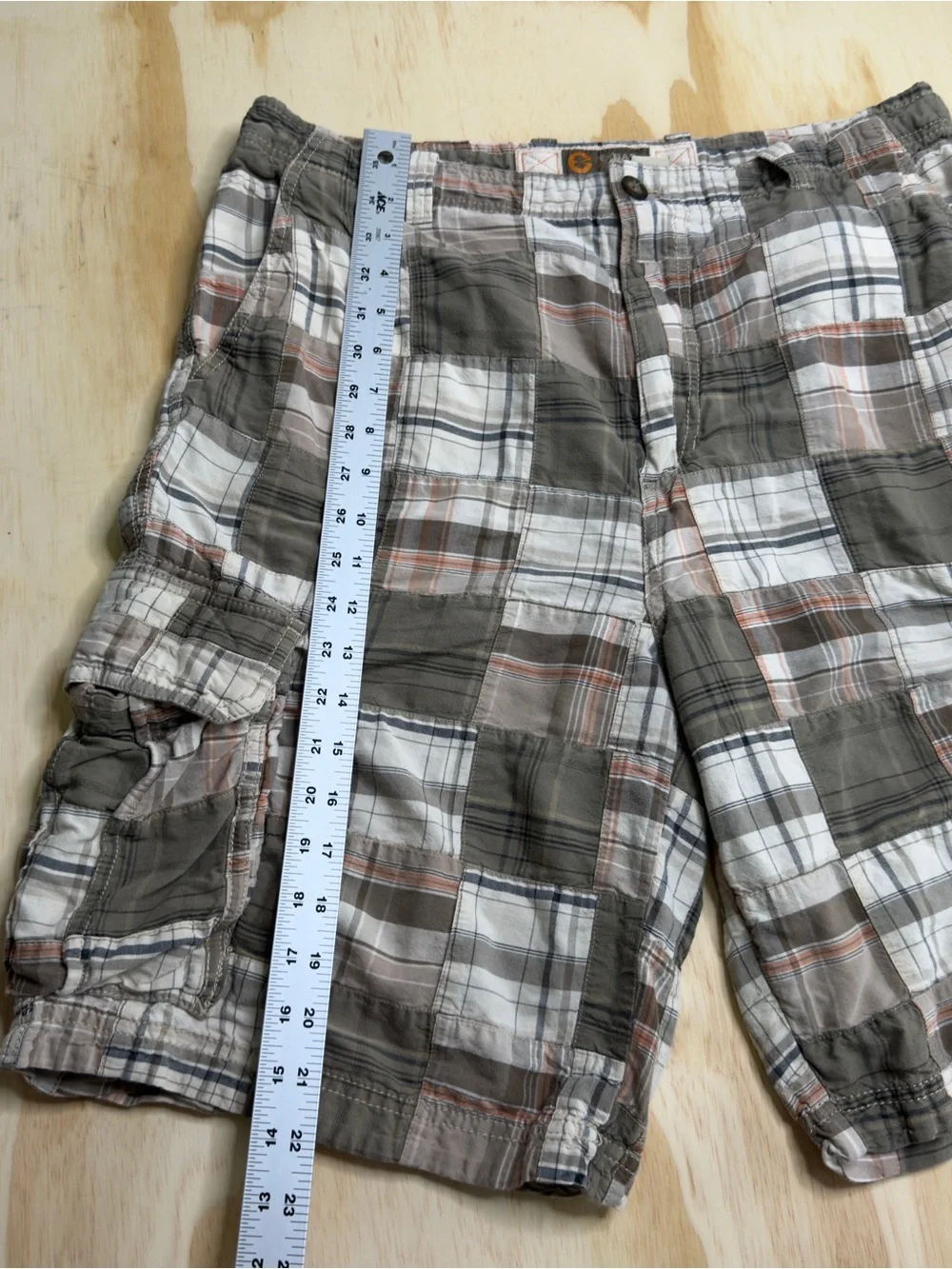 G.H Bass Y2K Checkers Plaid Cargo Shorts Size 36